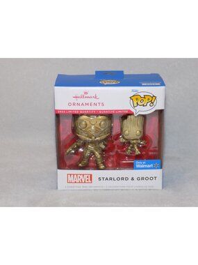 Hallmark Funko POP Marvel GOLD CHASE Starlord Groot Ornament 2022 Christmas